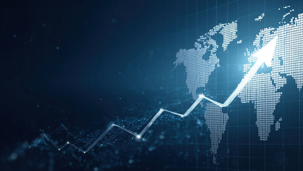 Market growth overlay on world map